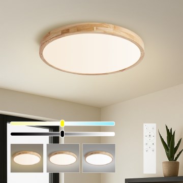 Brilagi - Димируемо LED таванно осветително тяло WOODLINE LED/72W/230V 3000-6000K дъб Ø 60 см + дистанционно управление