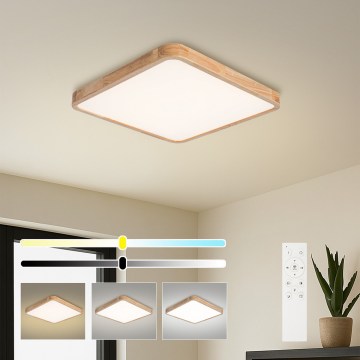 Brilagi - Димируемо LED таванно осветително тяло WOODLINE SQUARE LED/80W/230V 3000-6000K дъб 60x60 cm + дистанционно управление