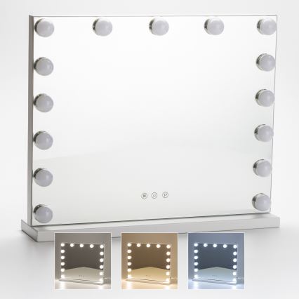 BRILAGI - димируемо огледало за грим HOLLYWOOD LED/15W/230V CCT + USB бяло
