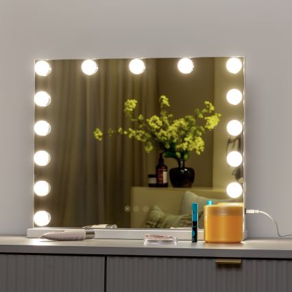 BRILAGI - димируемо огледало за грим HOLLYWOOD LED/15W/230V CCT + USB бяло