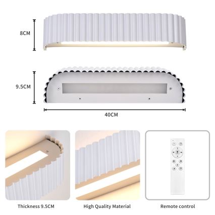 Brilagi - LED стенно осветително тяло с възможност за димиране FALCON MODERN LED/14W/230V 3000-6000K 40 cm бяло + дистанционно управление