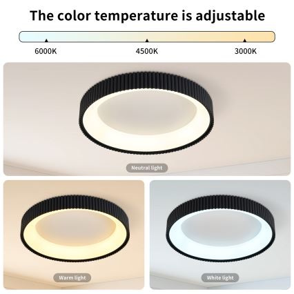 Brilagi - Димируемо LED таванно осветително тяло FALCON MODERN LED/54W/230V 3000–6500K Ø 60 см, черно + дистанционно управление