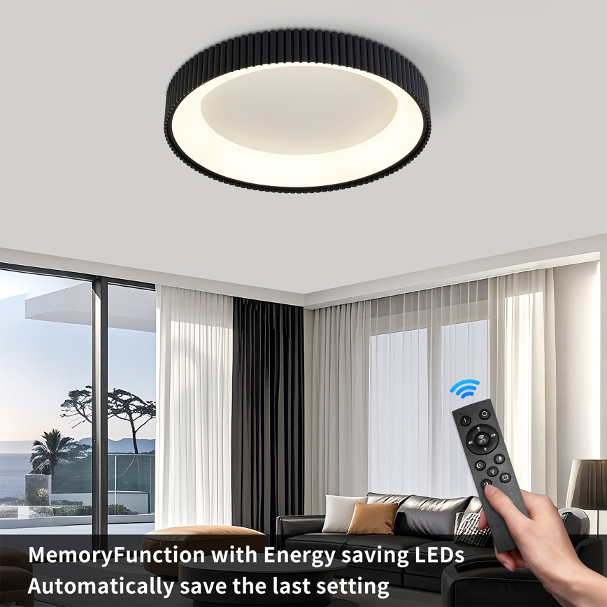 Brilagi - Димируемо LED таванно осветително тяло FALCON MODERN LED/54W/230V 3000–6500K Ø 60 см, черно + дистанционно управление