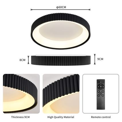Brilagi - Димируемо LED таванно осветително тяло FALCON MODERN LED/54W/230V 3000–6500K Ø 60 см, черно + дистанционно управление