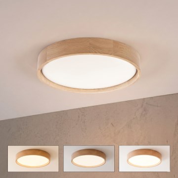 Brilagi - Димируемо таванно LED осветително тяло MANAROLA SMART LED/24W/230V 3000-6000K Wi-Fi Tuya Beacon Ø 41 см дъб + дистанционно управление