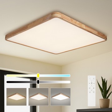 Brilagi - Димируемо таванно LED осветително тяло WOODLINE SQUARE LED/180W/230V 3000-6000K дъб 100x100 см + дистанционно управление