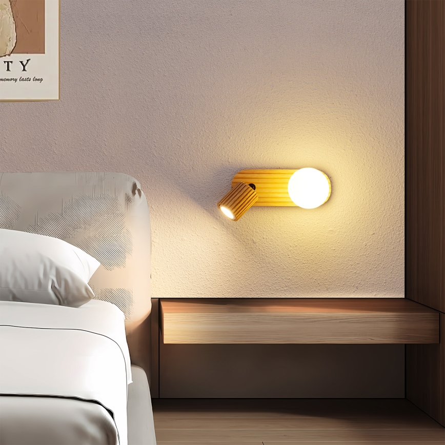 Brilagi - Настенен аплик MODERN WOOD 1xG9/5W/230V + 1xGU10/8W дърво