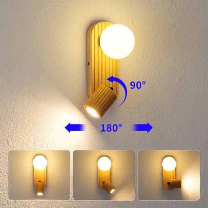 Brilagi - Настенен аплик MODERN WOOD 1xG9/5W/230V + 1xGU10/8W дърво