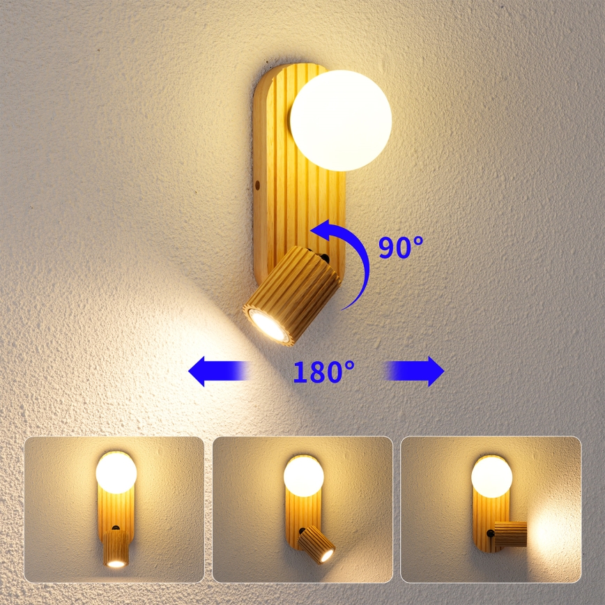 Brilagi - Настенен аплик MODERN WOOD 1xG9/5W/230V + 1xGU10/8W дърво