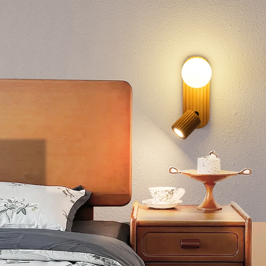 Brilagi - Настенен аплик MODERN WOOD 1xG9/5W/230V + 1xGU10/8W дърво