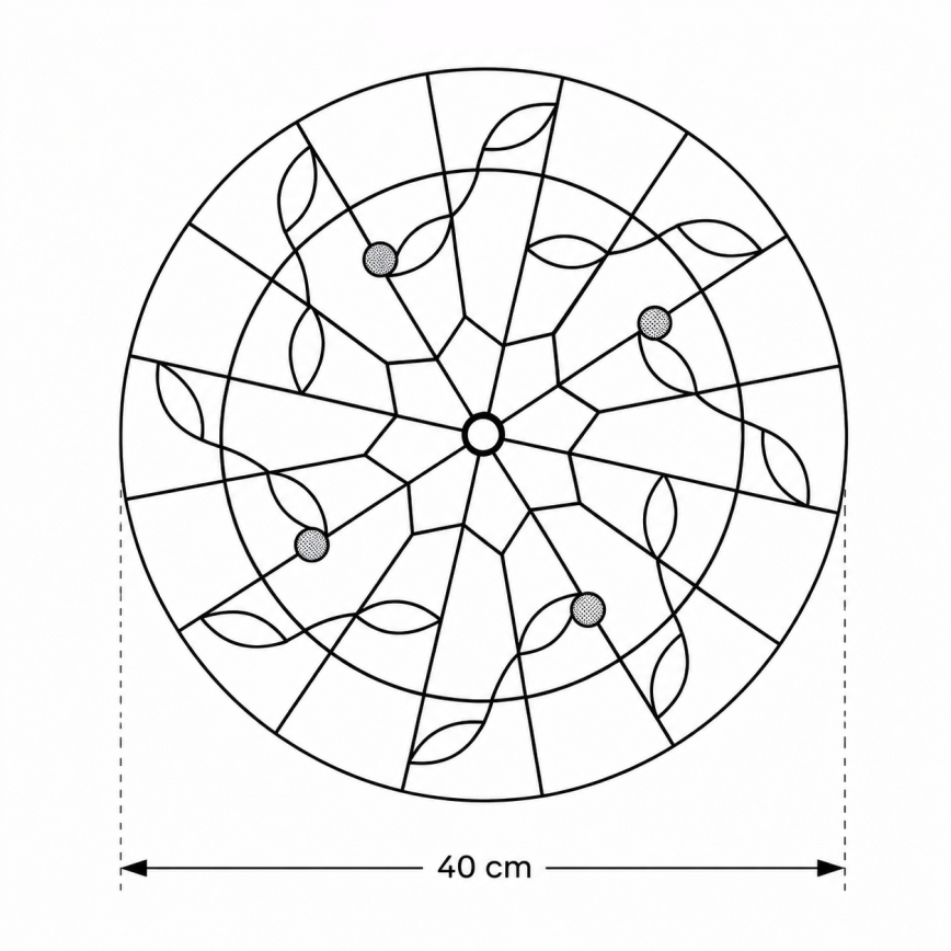 Brilagi - Елегантен плафон в стил Тифани FOLIA с витраж, 3xE27/60W/230V, диаметър 40 см