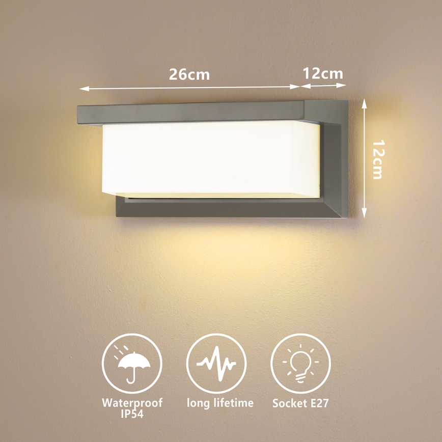 Brilagi - Екстериорен аплик BRICKY 1xE27/60W/230V сив IP54