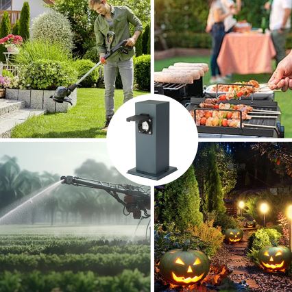 Brilagi - Екстериорен стълб с контакти PILLAR 1Z SCHUKO 230V IP44 антрацит