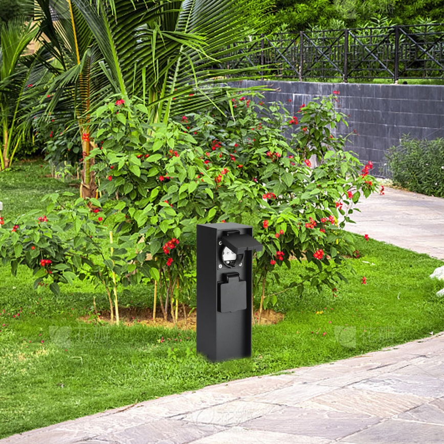 Brilagi - Екстериорен стълб с контакти PILLAR 2Z SCHUKO 230V IP44 черен