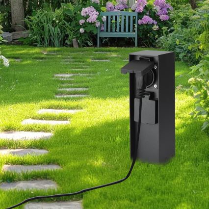 Brilagi - Екстериорен стълб с контакти PILLAR 2Z SCHUKO 230V IP44 черен