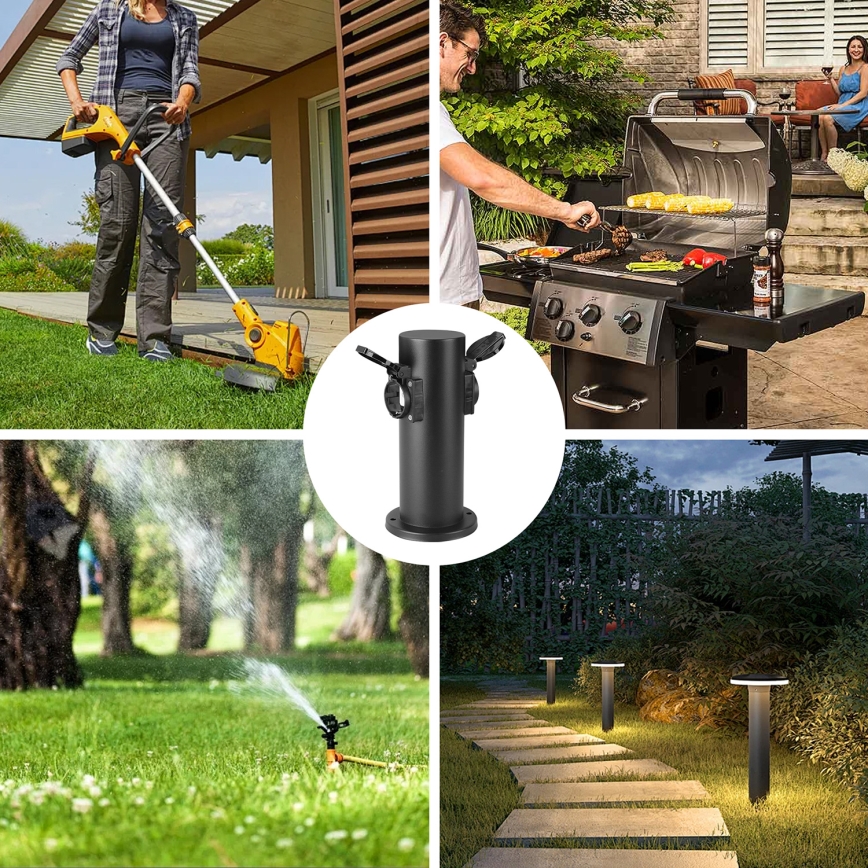 Brilagi - Екстериорен стълб с контакти PILLAR 2Z SCHUKO 230V IP44 черен