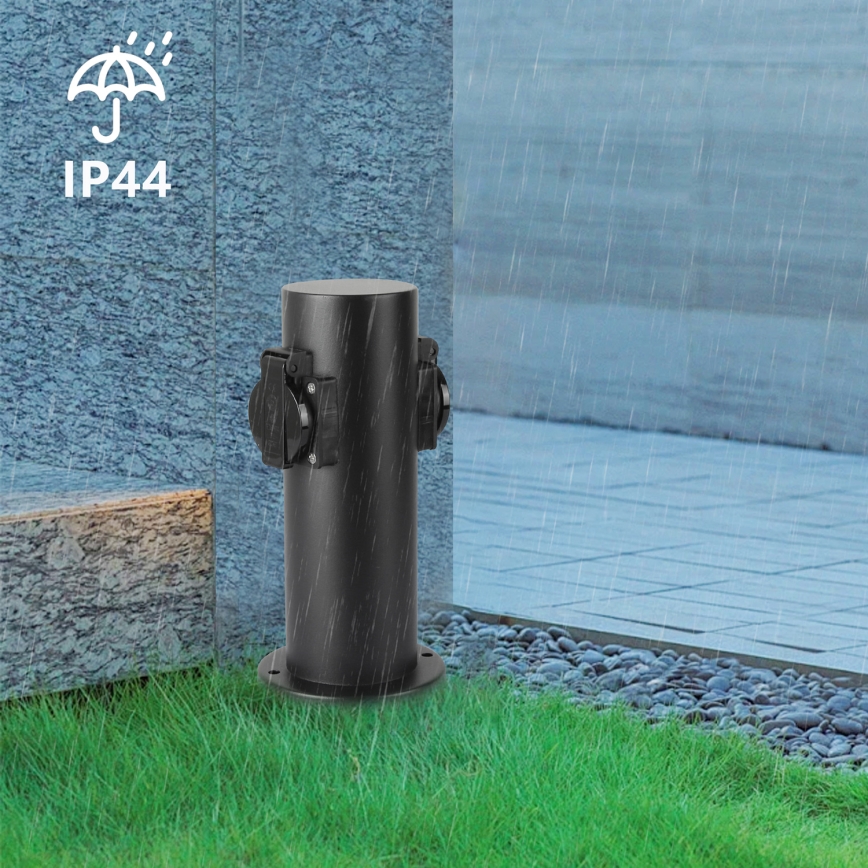 Brilagi - Екстериорен стълб с контакти PILLAR 2Z SCHUKO 230V IP44 черен