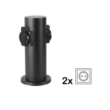 Brilagi - Екстериорен стълб с контакти PILLAR 2Z SCHUKO 230V IP44 черен
