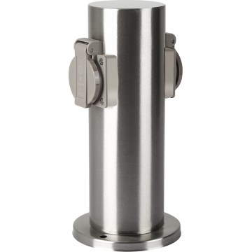 Brilagi - Екстериорен стълб с контакти PILLAR 2Z SCHUKO 230V IP44 матов хром