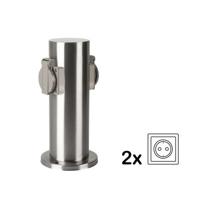 Brilagi - Екстериорен стълб с контакти PILLAR 2Z SCHUKO 230V IP44 матов хром