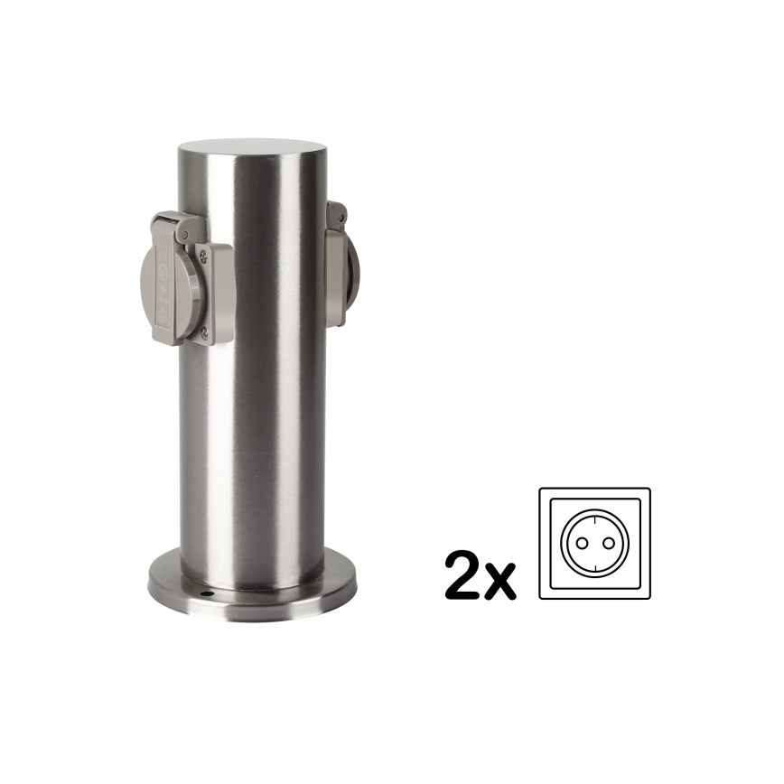 Brilagi - Екстериорен стълб с контакти PILLAR 2Z SCHUKO 230V IP44 матов хром