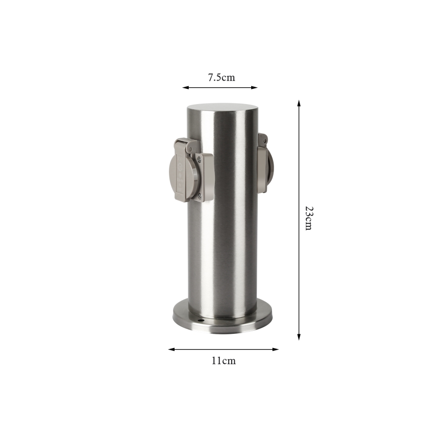 Brilagi - Екстериорен стълб с контакти PILLAR 2Z SCHUKO 230V IP44 матов хром