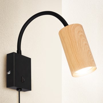 Brilagi - Гъвкав аплик SELE 1xGU10/30W/230V черен/дъбов декор