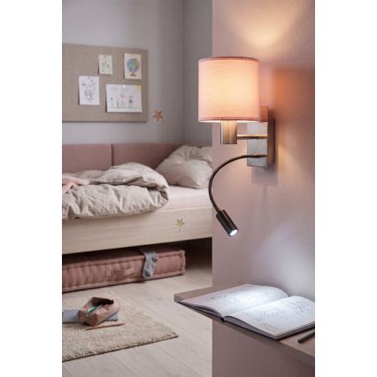 Brilagi - LED гъвкава настенна лампа BOBO 1xE27/25W/230V + LED/3W матов хром/розова