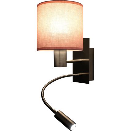 Brilagi - LED гъвкава настенна лампа BOBO 1xE27/25W/230V + LED/3W матов хром/розова
