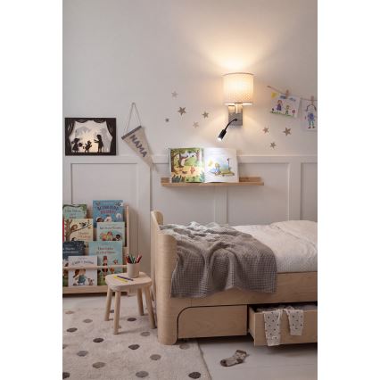 Brilagi - LED гъвкава стенна лампа BOBO 1xE27/25W/230V + LED/3W матов хром/бежова/на точки