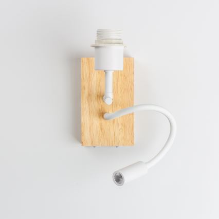 Brilagi - LED Детска гъвкава стенна лампа BOBO WOOD 1xE27/25W/230V + LED/3W дъб/бяла/с животински мотиви