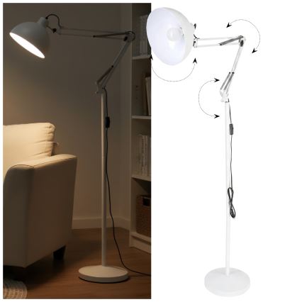 Brilagi - Гъвкава подова лампа TASKER 1xE27/60W/230V 157 cm бяла