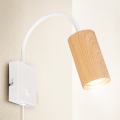 Brilagi - Гъвкава стенна лампа с превключвател SELE 1xGU10/30W/230V бяла/дъбов декор