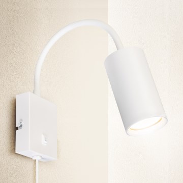 Brilagi - Гъвкава стенна лампа с превключвател SELE 1xGU10/30W/230V бяла