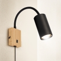 Brilagi - Гъвкава стенна лампа с ключ SELE 1xGU10/30W/230V черна/дъбов декор