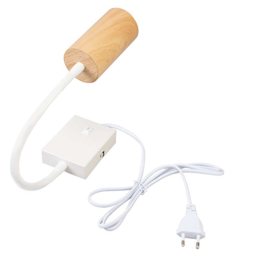 Brilagi - Гъвкава стенна лампа с превключвател SELE 1xGU10/30W/230V бяла/дъбов декор