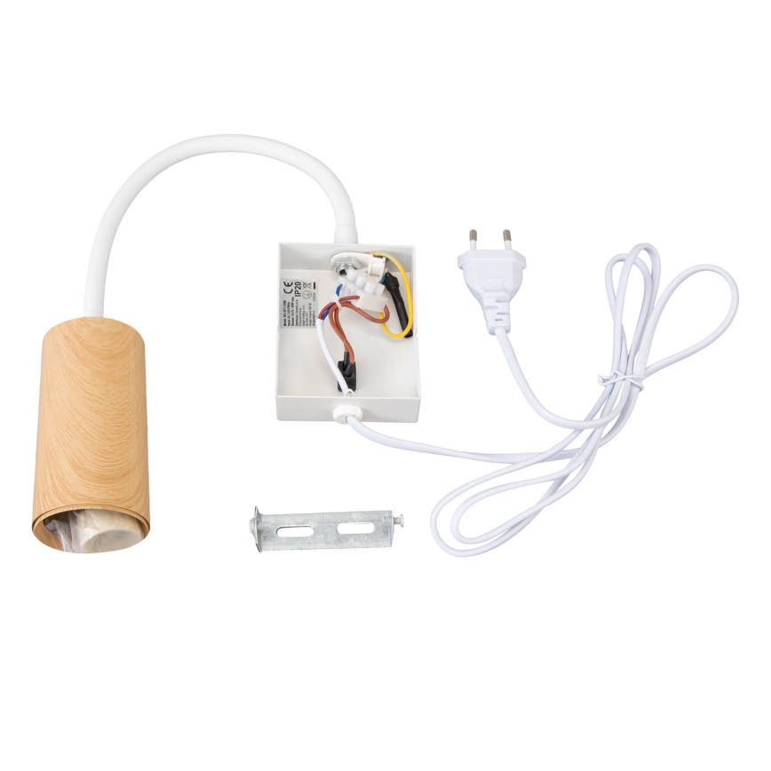 Brilagi - Гъвкава стенна лампа с превключвател SELE 1xGU10/30W/230V бяла/дъбов декор