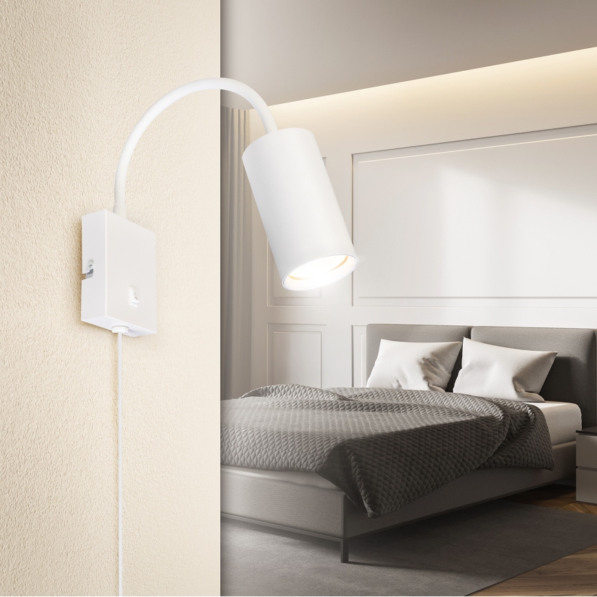 Brilagi - Гъвкава стенна лампа с превключвател SELE 1xGU10/30W/230V бяла