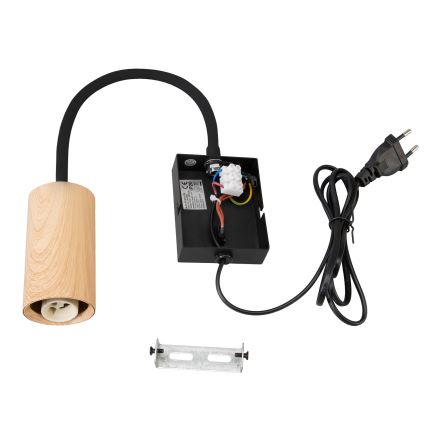 Brilagi - Гъвкава стенна лампа с ключ SELE 1xGU10/30W/230V черна/дъбов декор