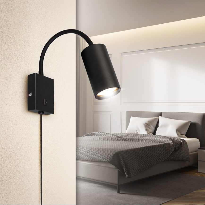 BRILAGI - Гъвкава стенна лампа с ключ SELE 1xGU10/30W/230V черна