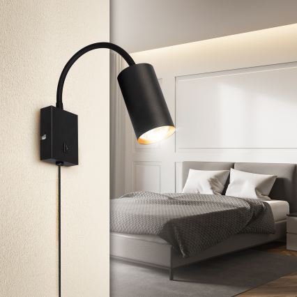 Brilagi - Гъвкава стенна лампа SELE с ключ 1xGU10/30W/230V черна/златна