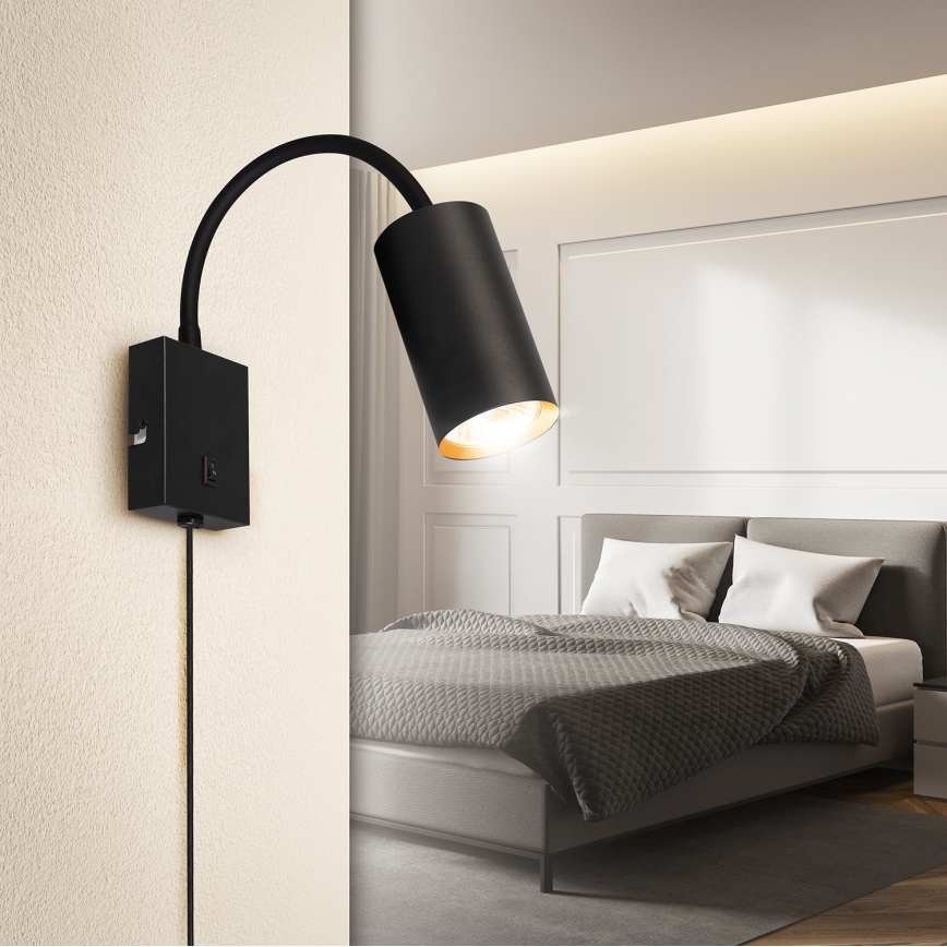 Brilagi - Гъвкава стенна лампа SELE с ключ 1xGU10/30W/230V черна/златна