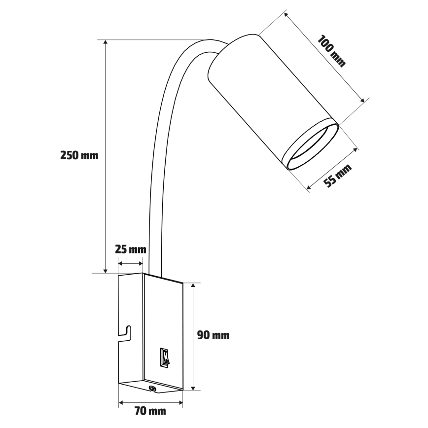 Brilagi - Гъвкава стенна лампа с ключ SELE 1xGU10/30W/230V черна/златна