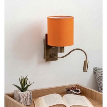 Brilagi - Гъвкава стенна LED лампа NUBILA 1xE27/25W/230V + LED/3W месинг/оранжево
