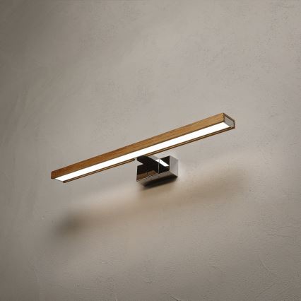 Brilagi - LED осветление за огледало за баня 3 в 1 WOODY MIRROR LED/12W/230V 60 cm IP44 лъскав хром/дъб