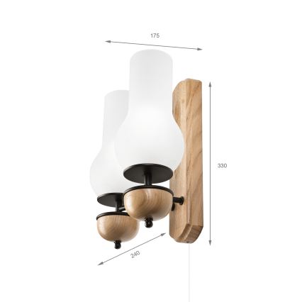 Brilagi - LED Аплик COTTAGE 2xE14/40W/230V дъб/бял