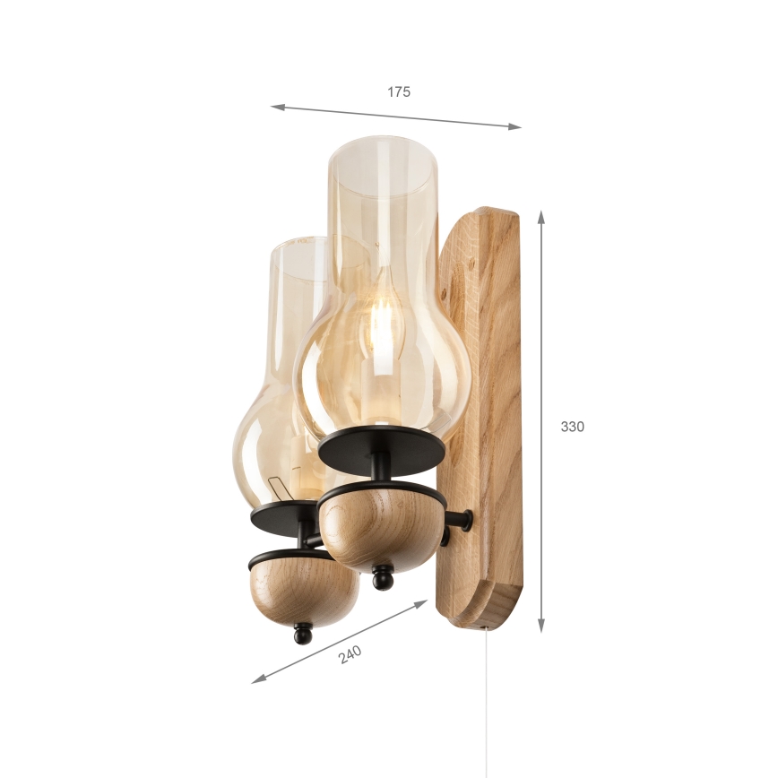 Brilagi - LED Аплик COTTAGE 2xE14/40W/230V дъб/кафяв