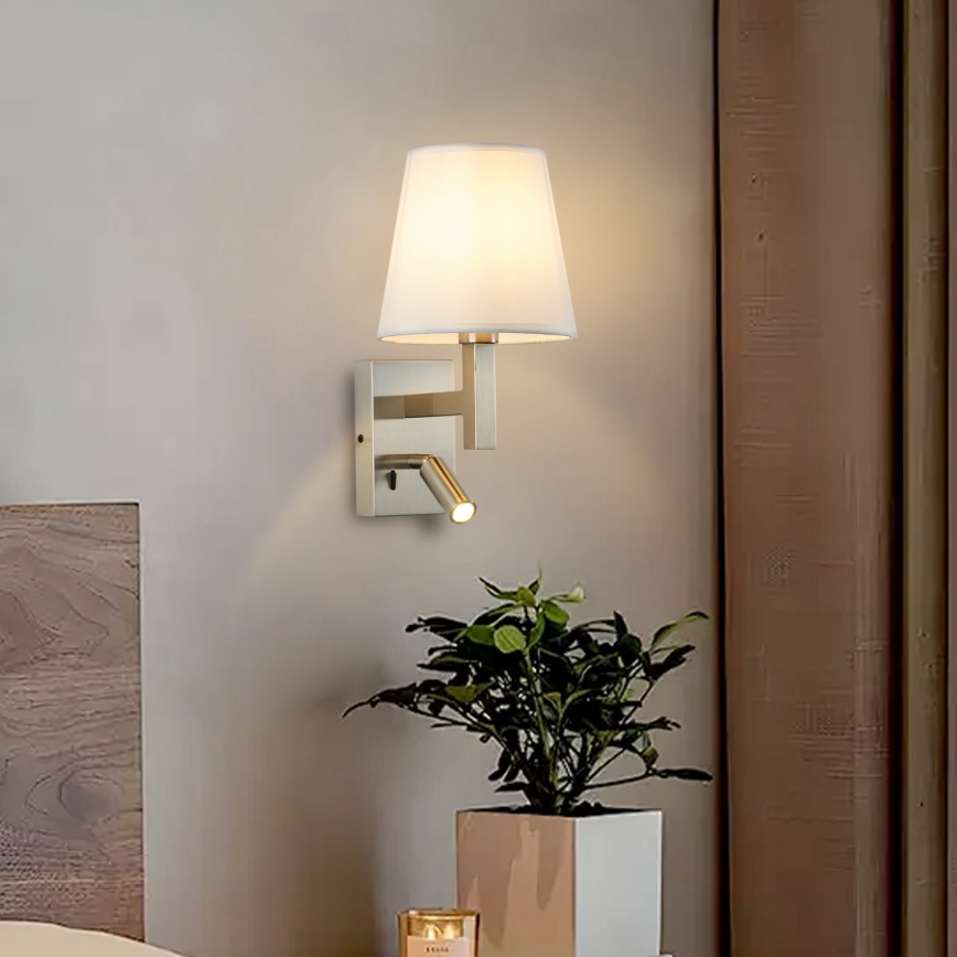 Brilagi - LED Аплик DEYA 1xE14/40W/230V + LED/3W бял/матов хром