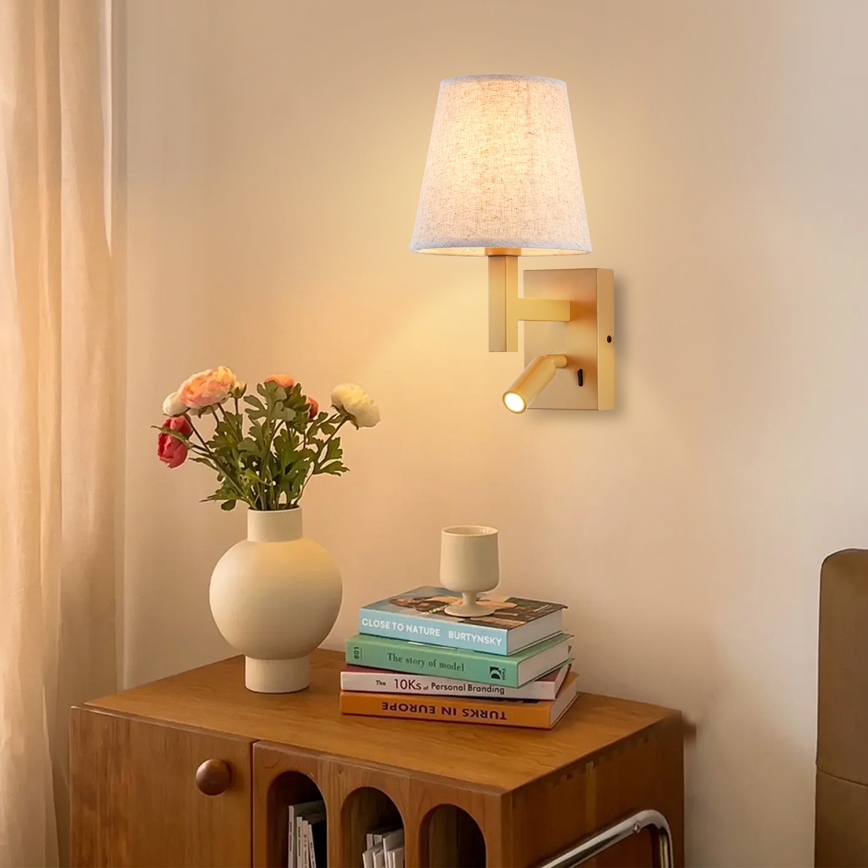 Brilagi - LED Аплик DEYA 1xE14/40W/230V + LED/3W лен/златист