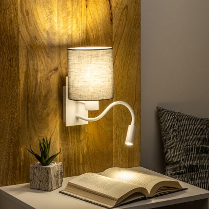 Brilagi - LED Гъвкав аплик NUBILA 1xE27/25W/230V + LED/3W бял/антрацит